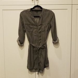 Banana Republic Grey Linen Shirt Dress w/tie belt